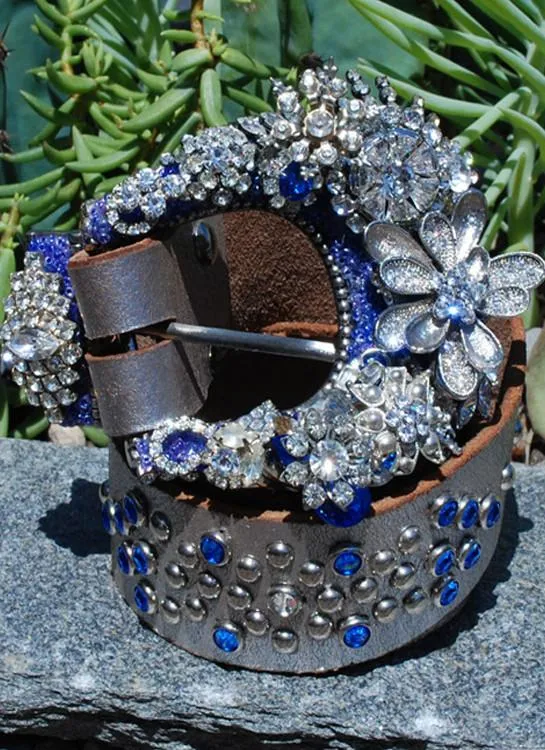 Vintage Rhinestone Belt & Buckle - Medium