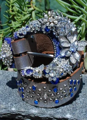 Vintage Rhinestone Belt & Buckle - Medium