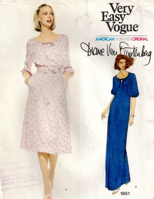 Vogue American Designer 1851 DIANE VON FURSTENBERG Womens Stretch Pullover Dresses Dress 1970s Vintage Sewing Pattern Size 14 Bust 36 inches UNCUT Factory Folded