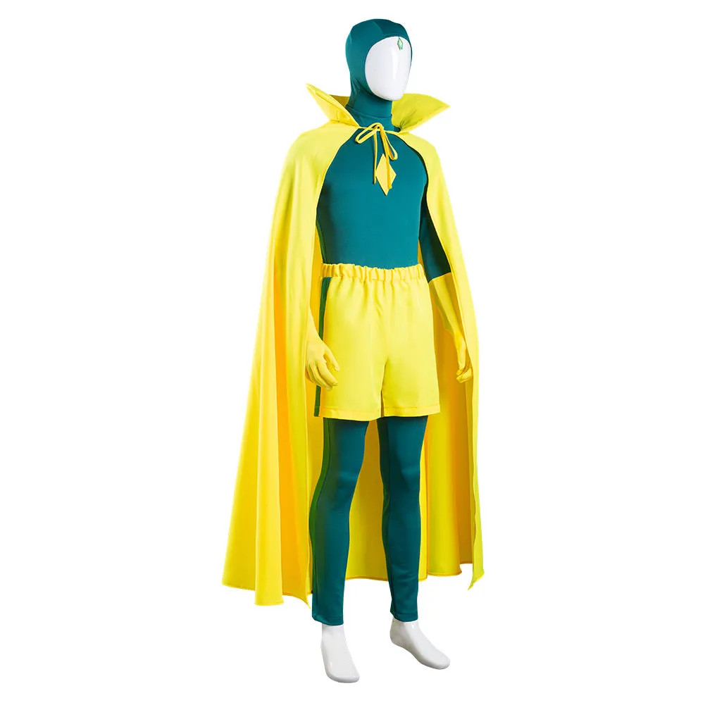 Wanda Vision Halloween Carnival Suit Vision Cosplay Costume Jumpsuit Cloak Outfit