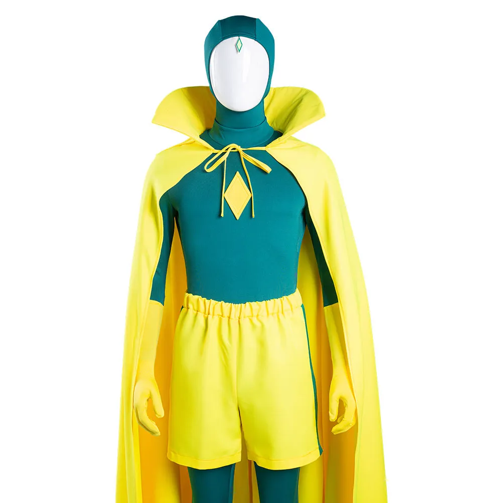 Wanda Vision Halloween Carnival Suit Vision Cosplay Costume Jumpsuit Cloak Outfit