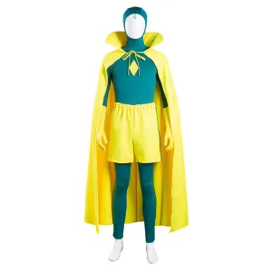 Wanda Vision Halloween Carnival Suit Vision Cosplay Costume Jumpsuit Cloak Outfit