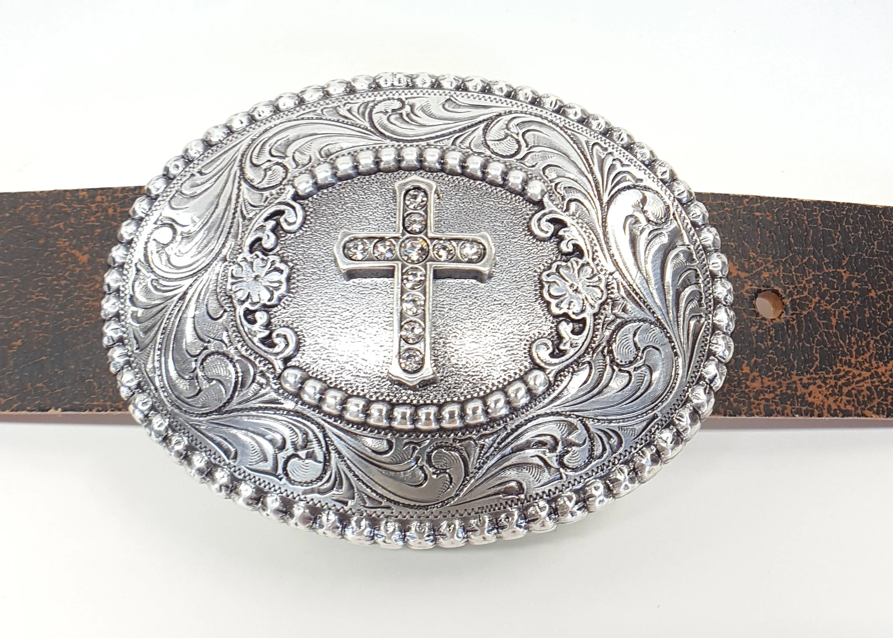 Western Crystal Cross Buckle