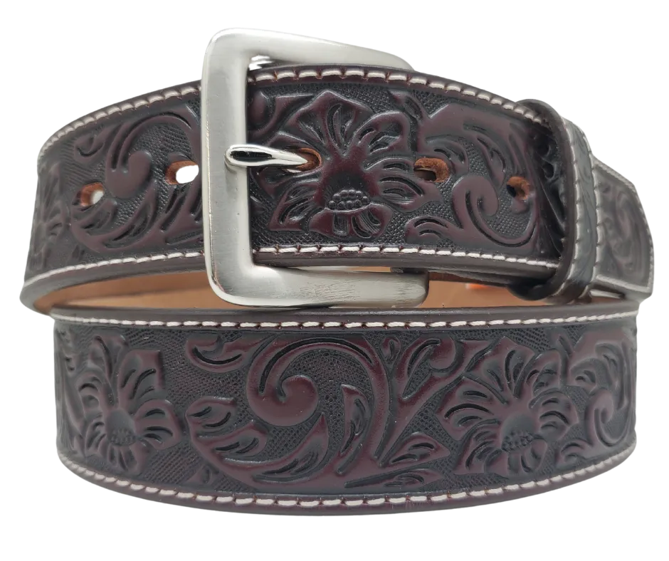 Western Scroll Leather Belt