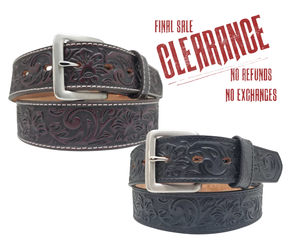 Western Scroll Leather Belt