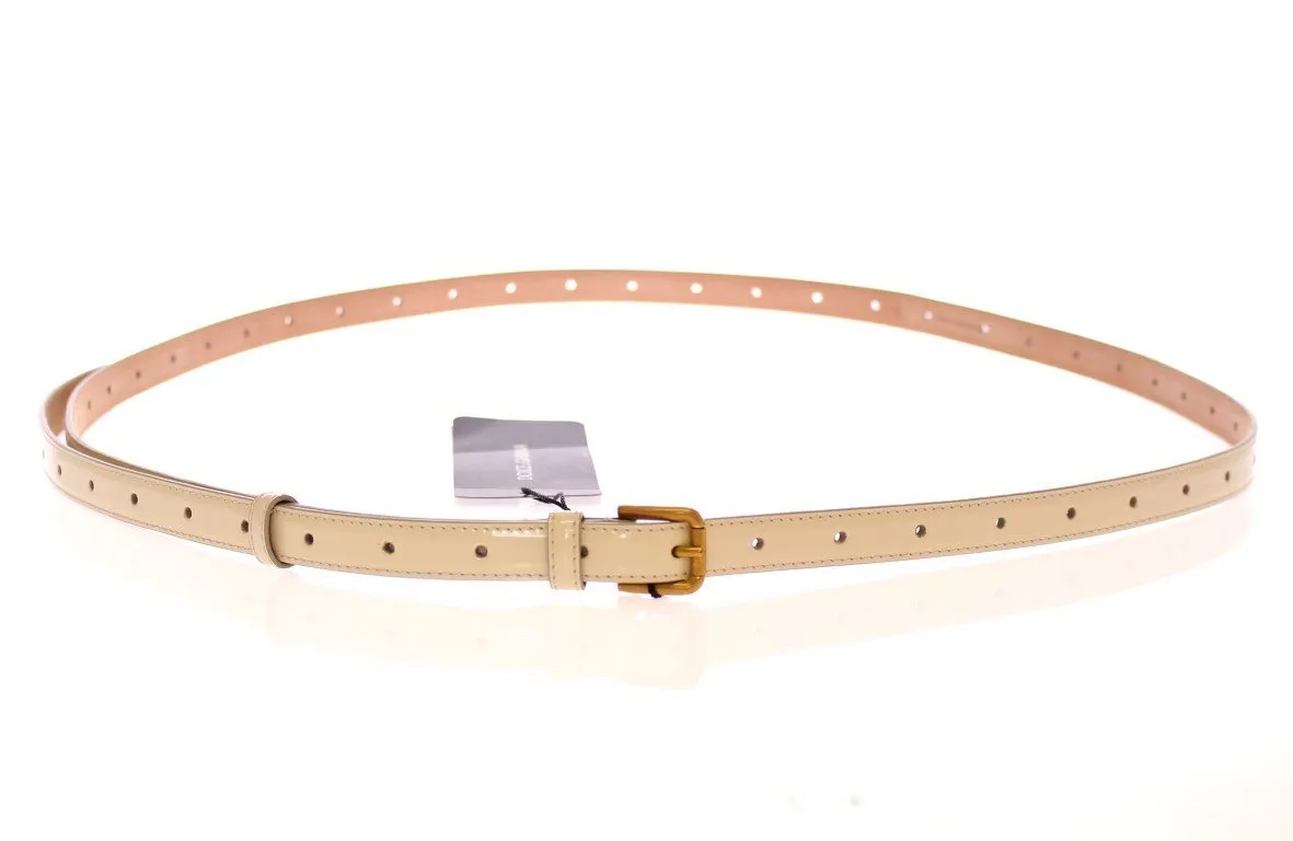 White Leather Logo Belt