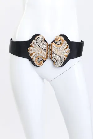 Wide Jeweled Leather Belt
