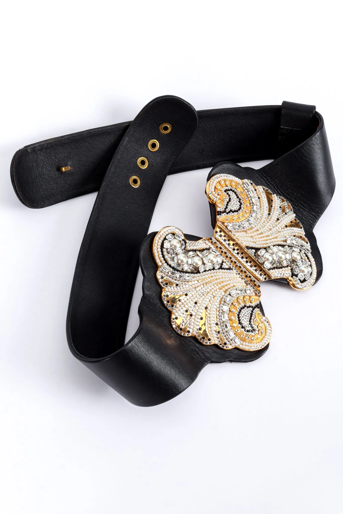 Wide Jeweled Leather Belt