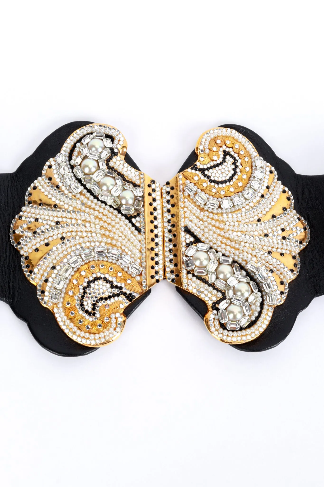 Wide Jeweled Leather Belt