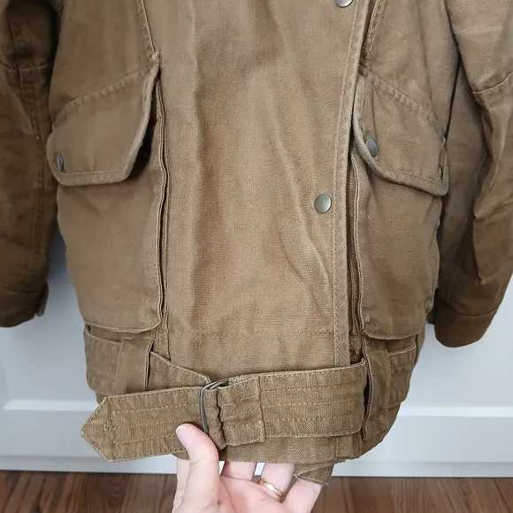 Wilfred Women's Olive Linen Blend Summer Moto Utility Jacket