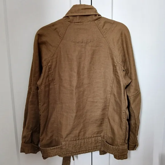 Wilfred Women's Olive Linen Blend Summer Moto Utility Jacket