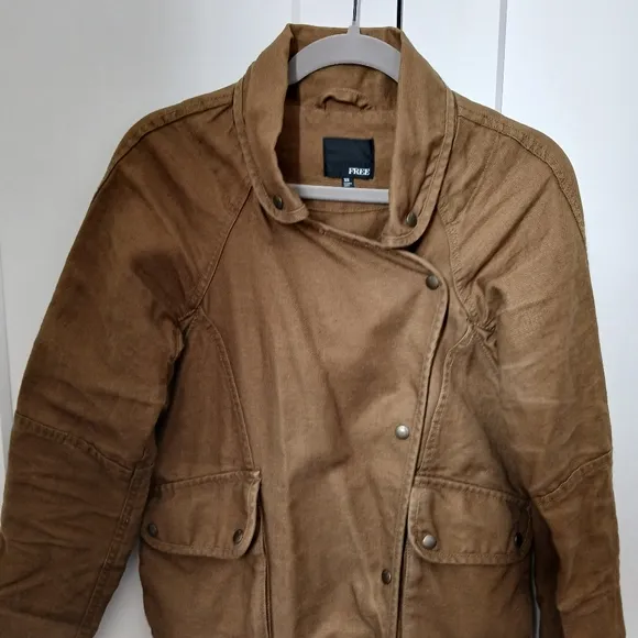 Wilfred Women's Olive Linen Blend Summer Moto Utility Jacket