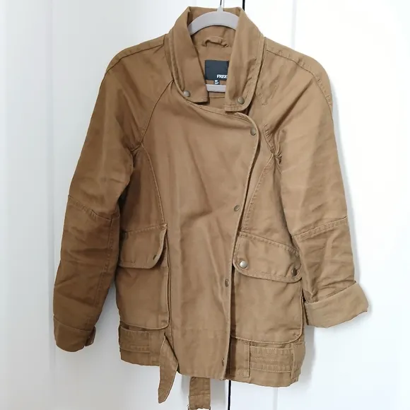 Wilfred Women's Olive Linen Blend Summer Moto Utility Jacket