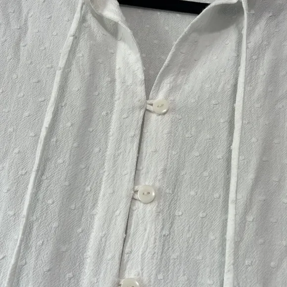 Wolf &amp; Badger BrunnaCo White Cotton Swiss Dot MADELEINE Prairie Midi Dress