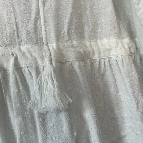 Wolf &amp; Badger BrunnaCo White Cotton Swiss Dot MADELEINE Prairie Midi Dress