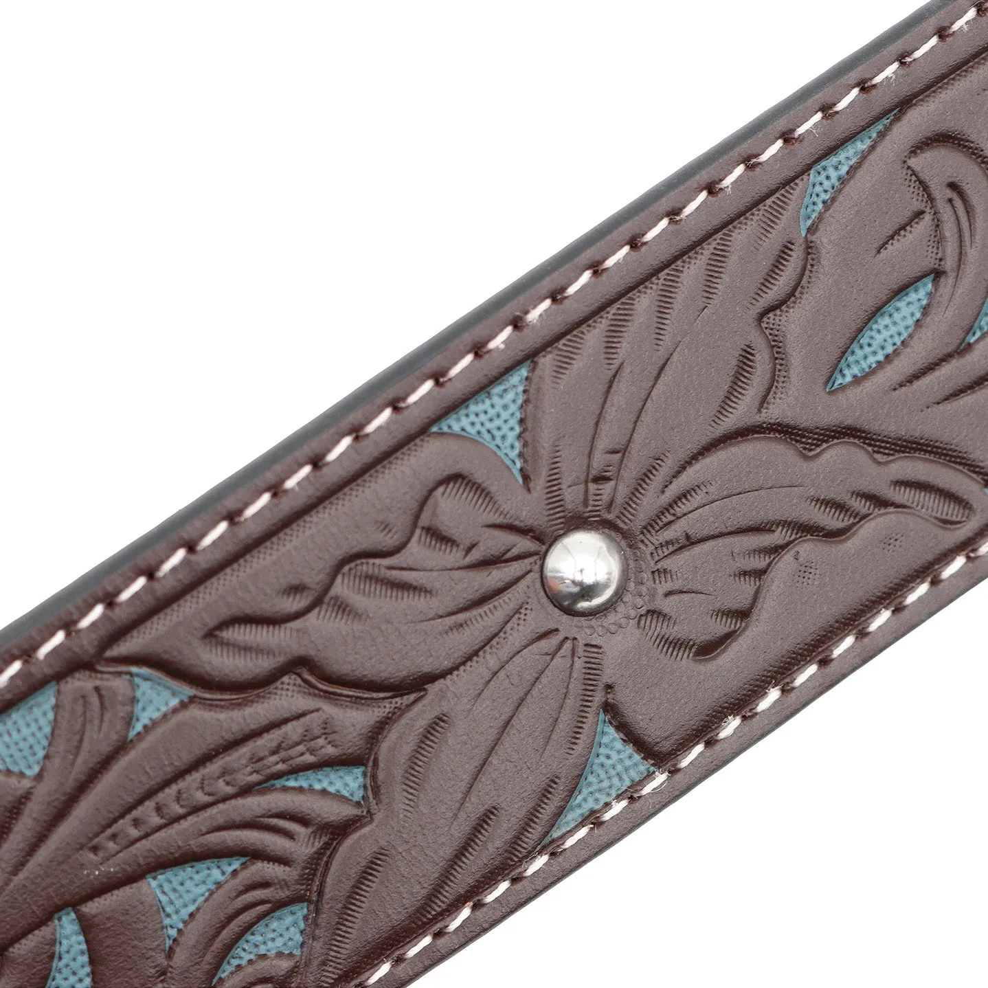 Women's 1 1/2" Tooled Filigree with Rectangular Buckle Belt