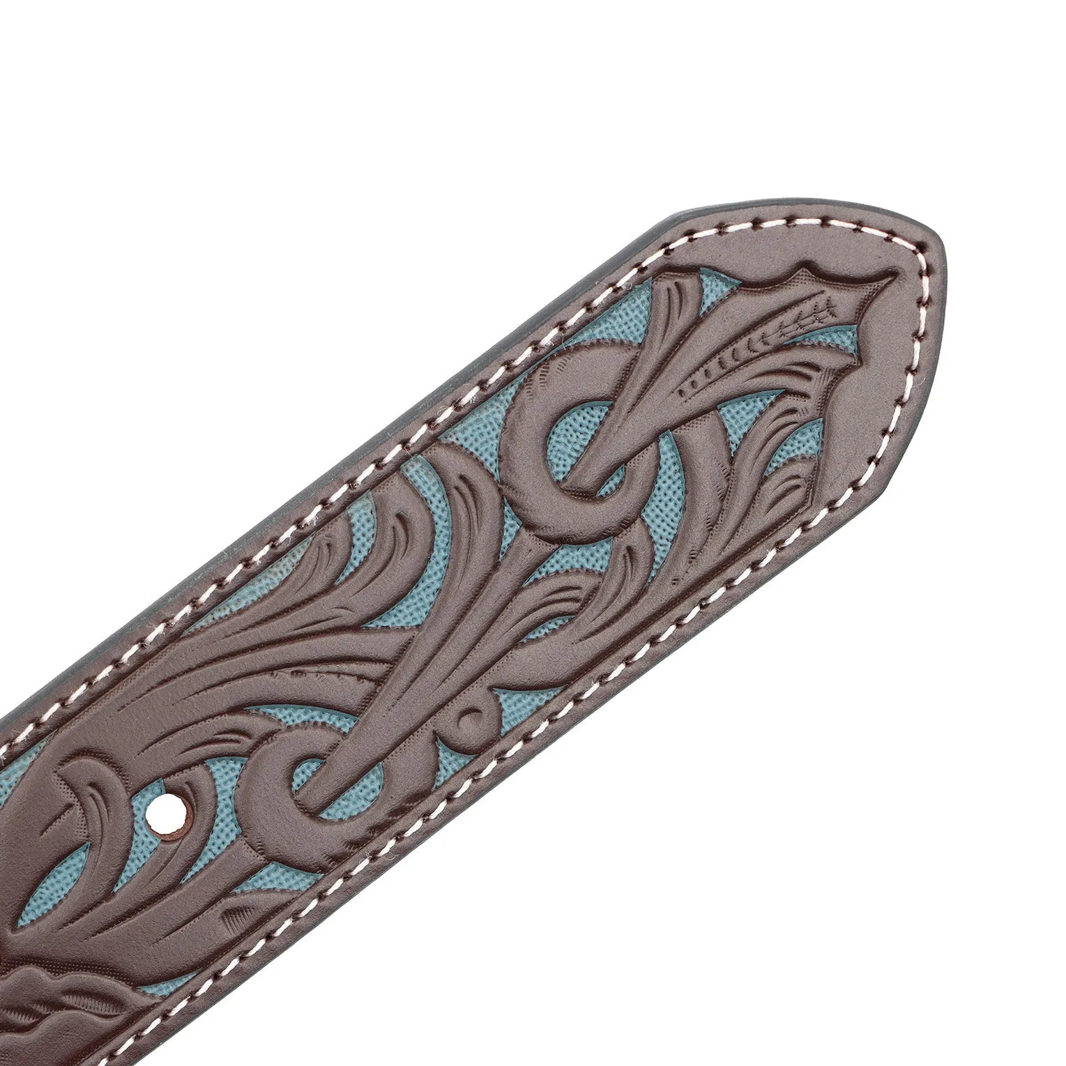 Women's 1 1/2" Tooled Filigree with Rectangular Buckle Belt