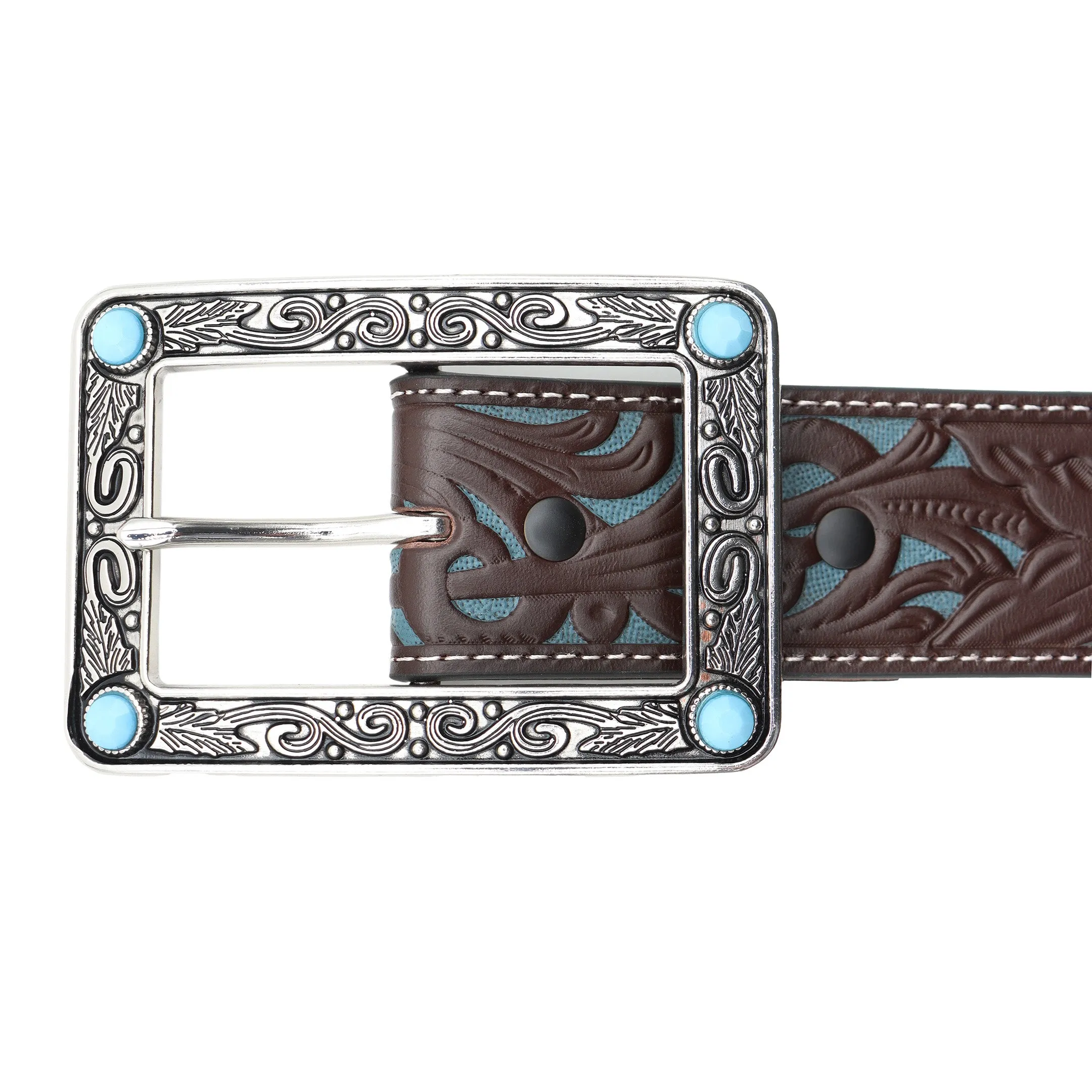 Women's 1 1/2" Tooled Filigree with Rectangular Buckle Belt