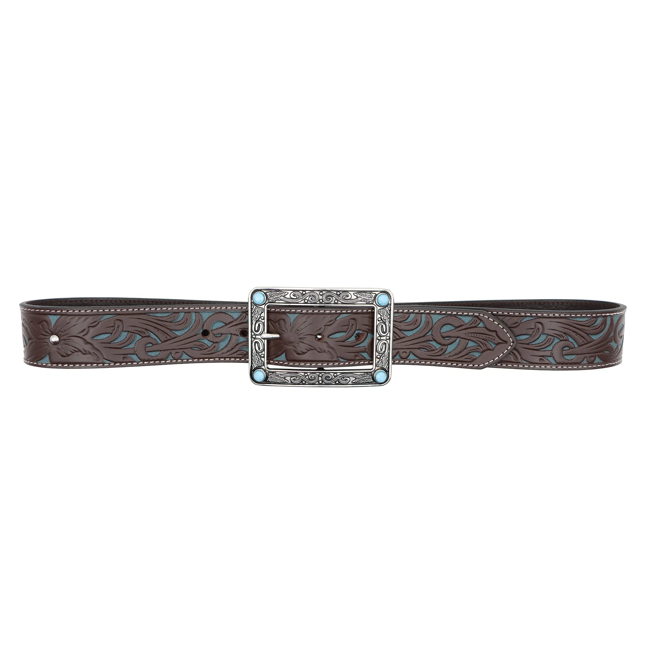 Women's 1 1/2" Tooled Filigree with Rectangular Buckle Belt