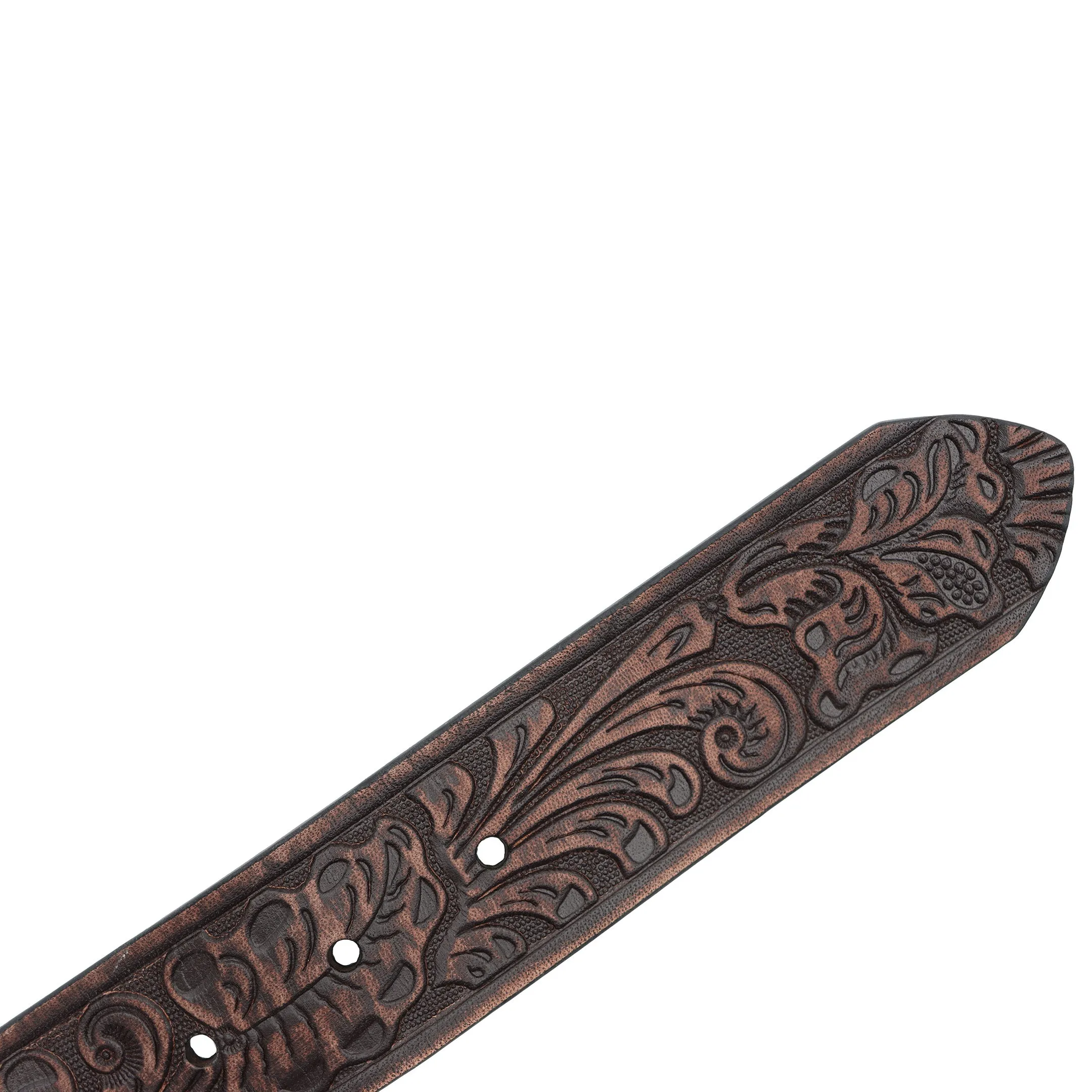 Women's 1 1/2" Tooled with Rectangular Engraved Buckle Belt