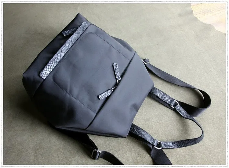 Womens Black Nylon Backpack Best Satchel Backpack Bag Nylon School Rucksack for Ladies