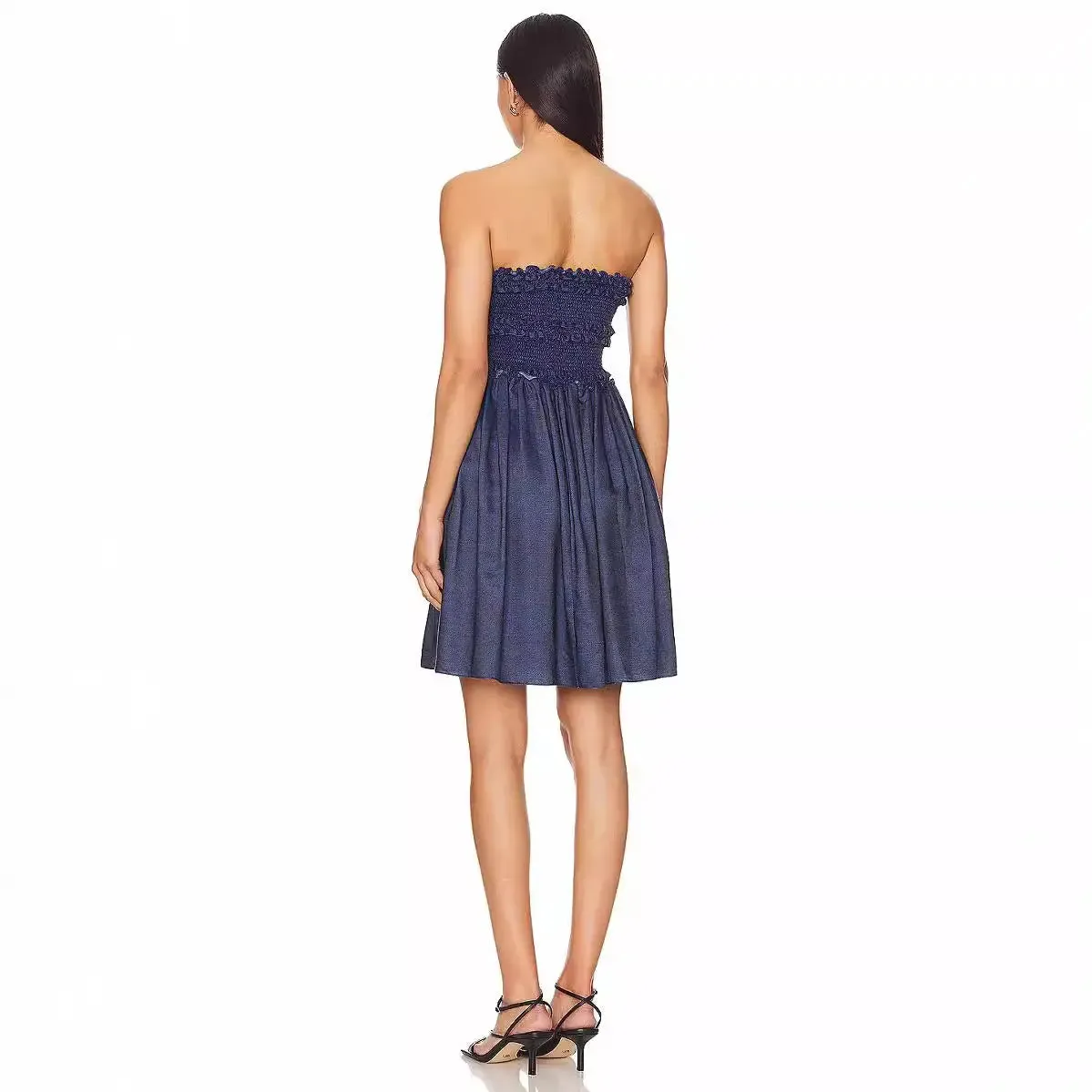 Women's Casual Pleated Strapless Mini Dress