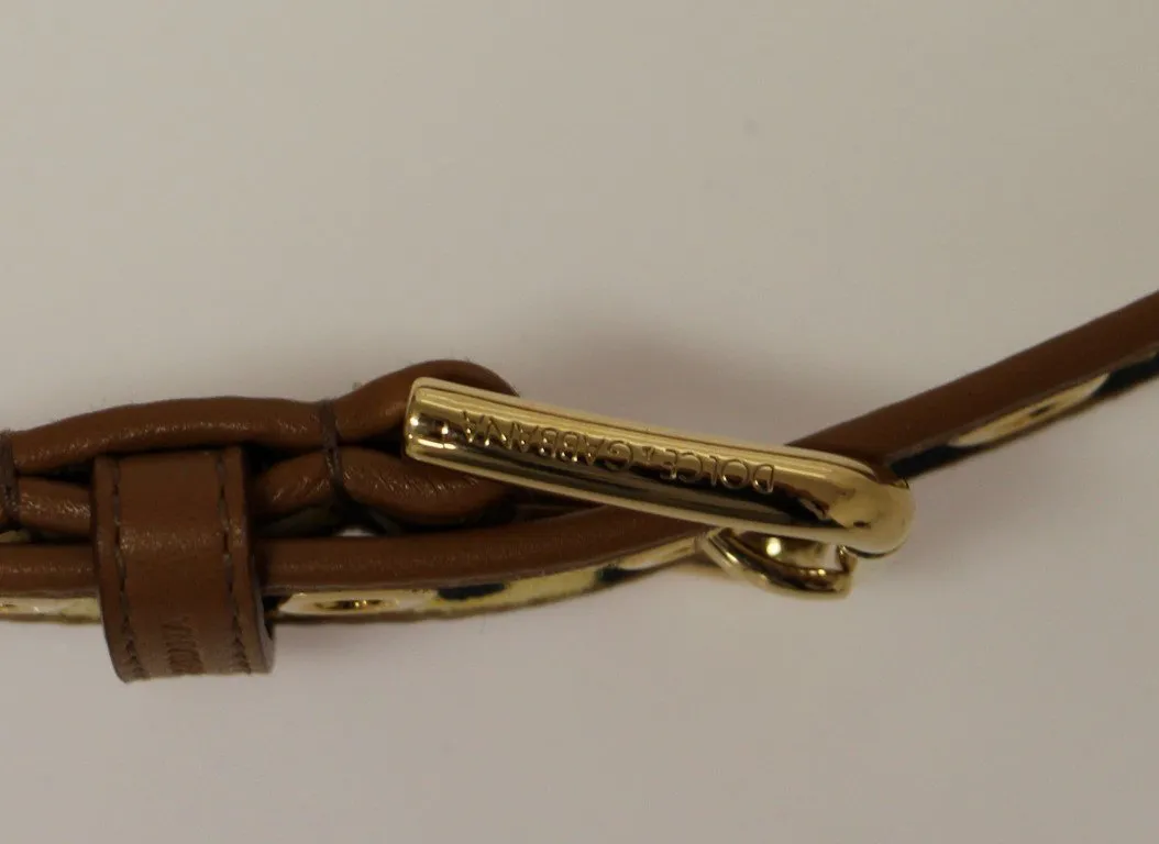 Yellow Leopard Leather Logo Belt