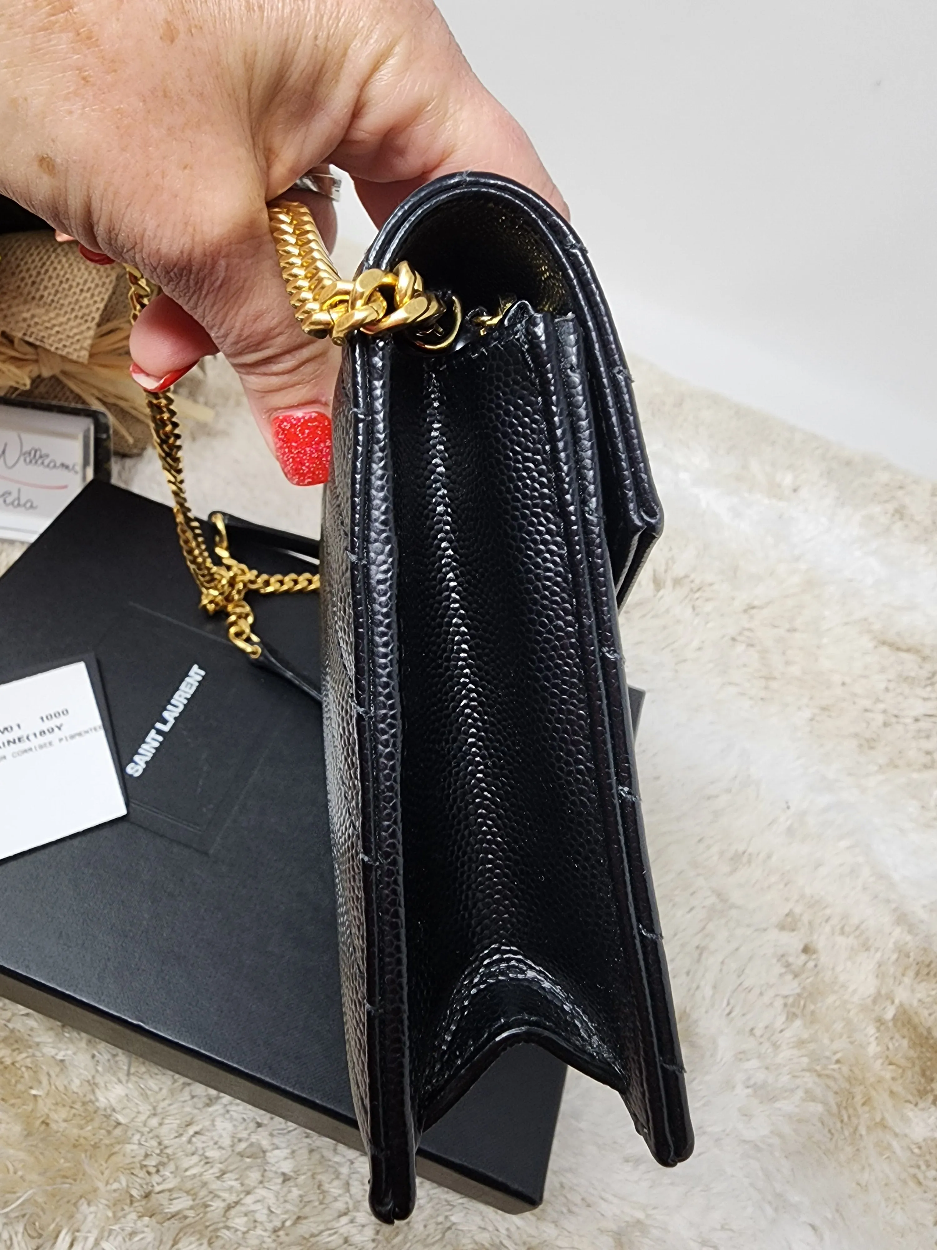 YSL BLACK CASSANDRE CROSSBODY WALLET ON CHAIN