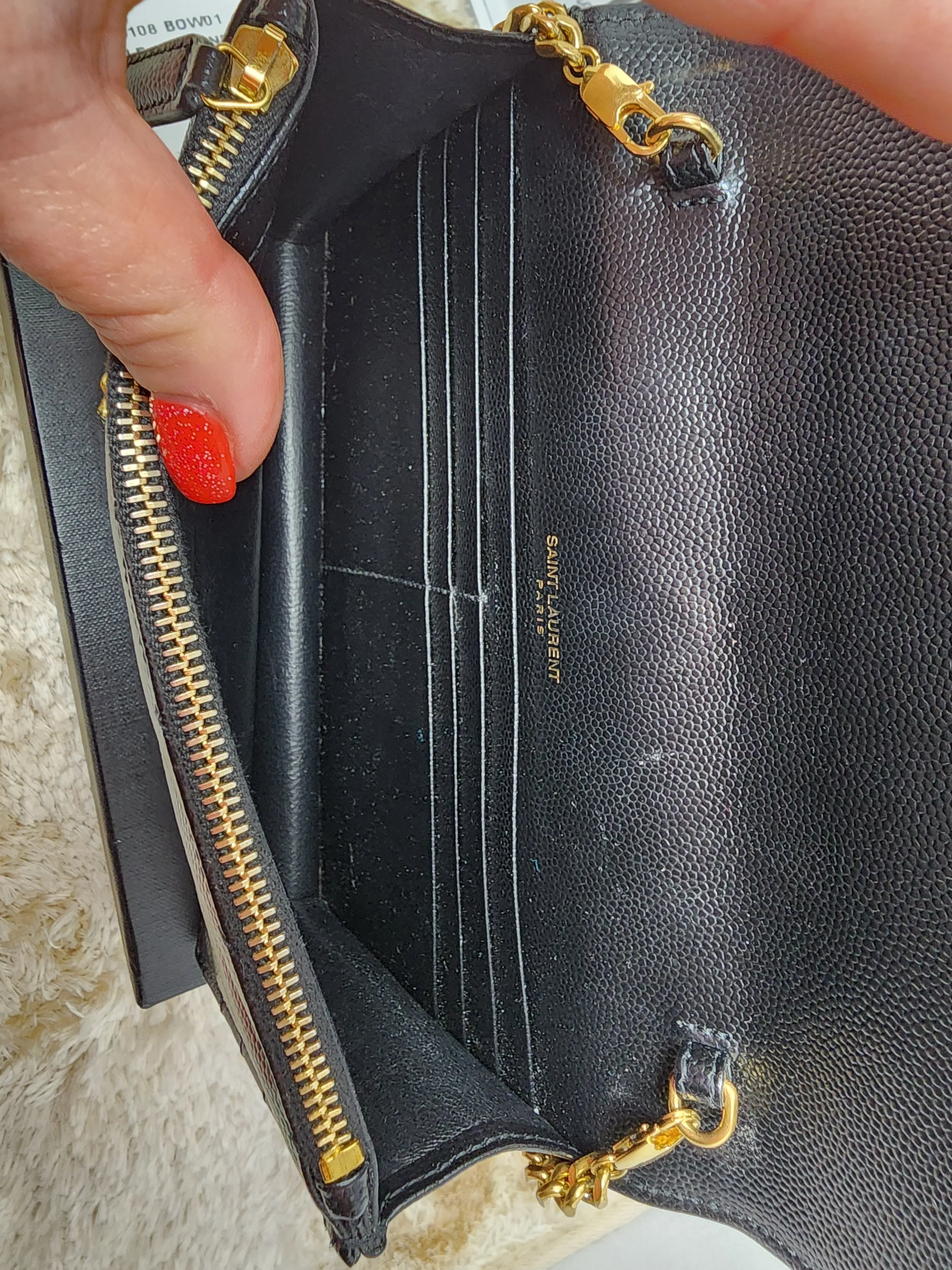 YSL BLACK CASSANDRE CROSSBODY WALLET ON CHAIN