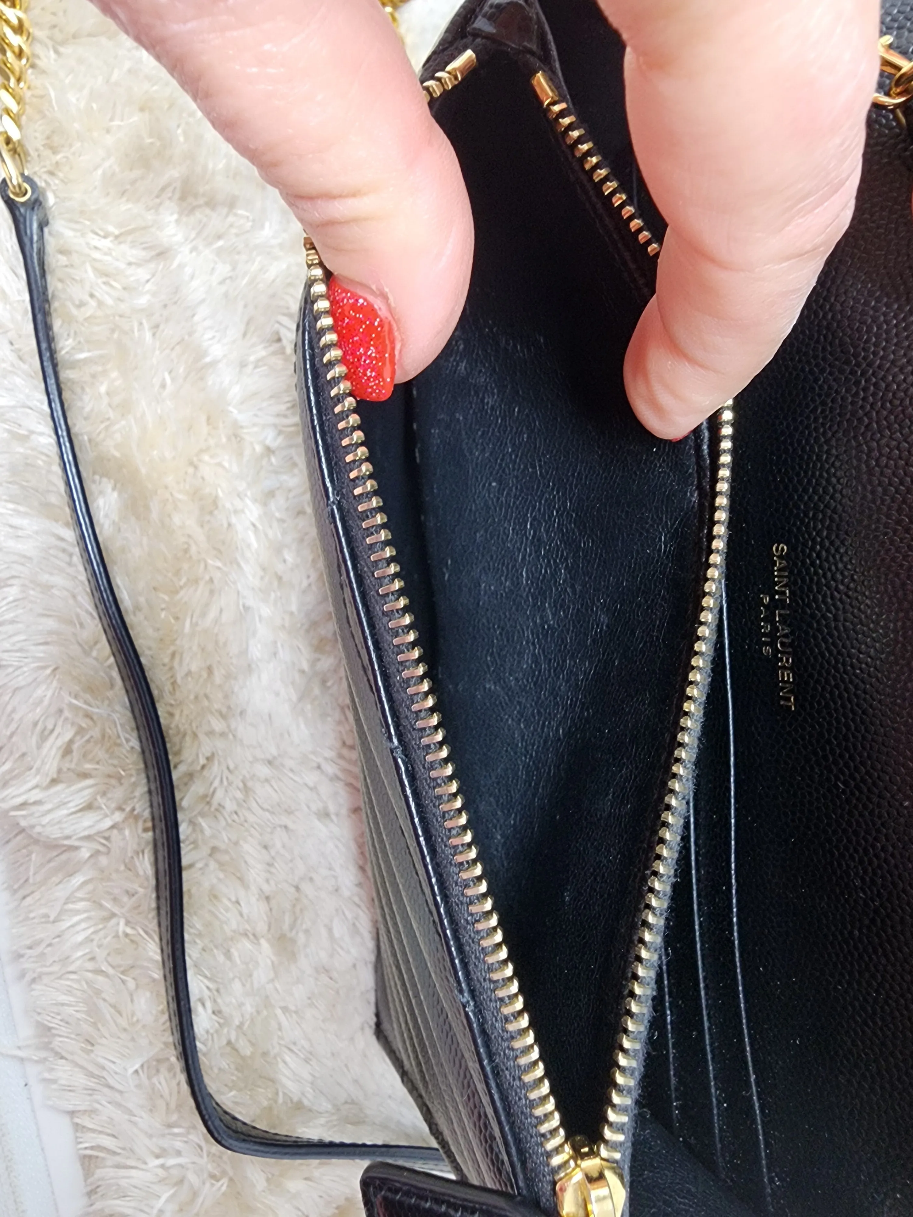 YSL BLACK CASSANDRE CROSSBODY WALLET ON CHAIN