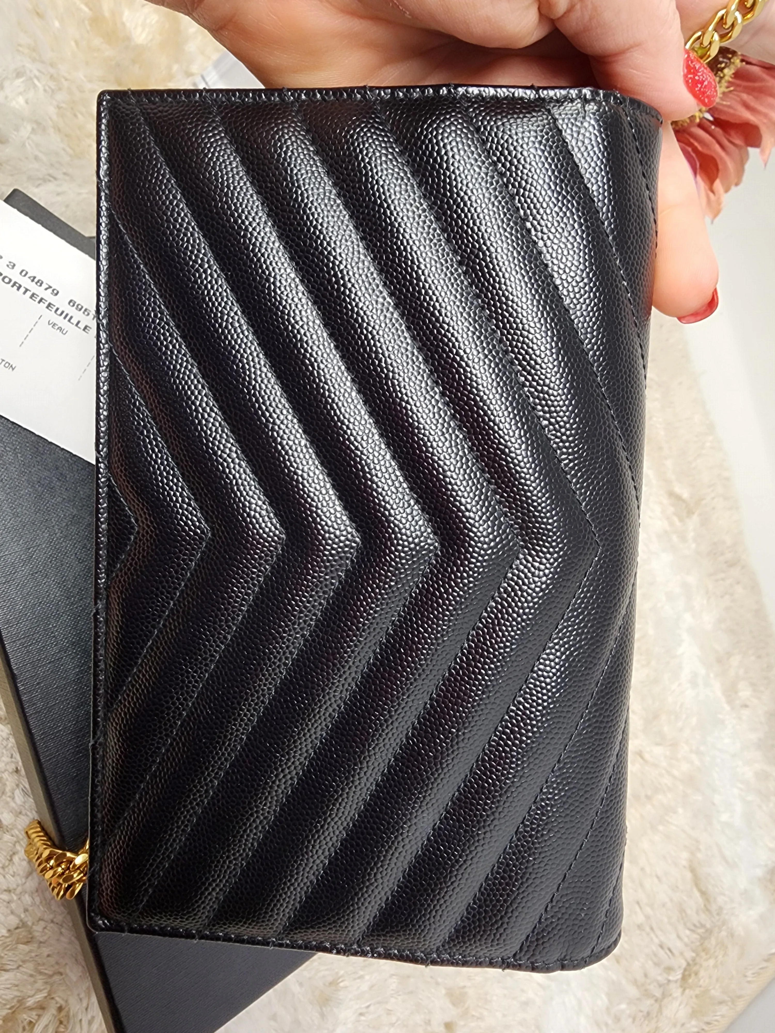 YSL BLACK CASSANDRE CROSSBODY WALLET ON CHAIN