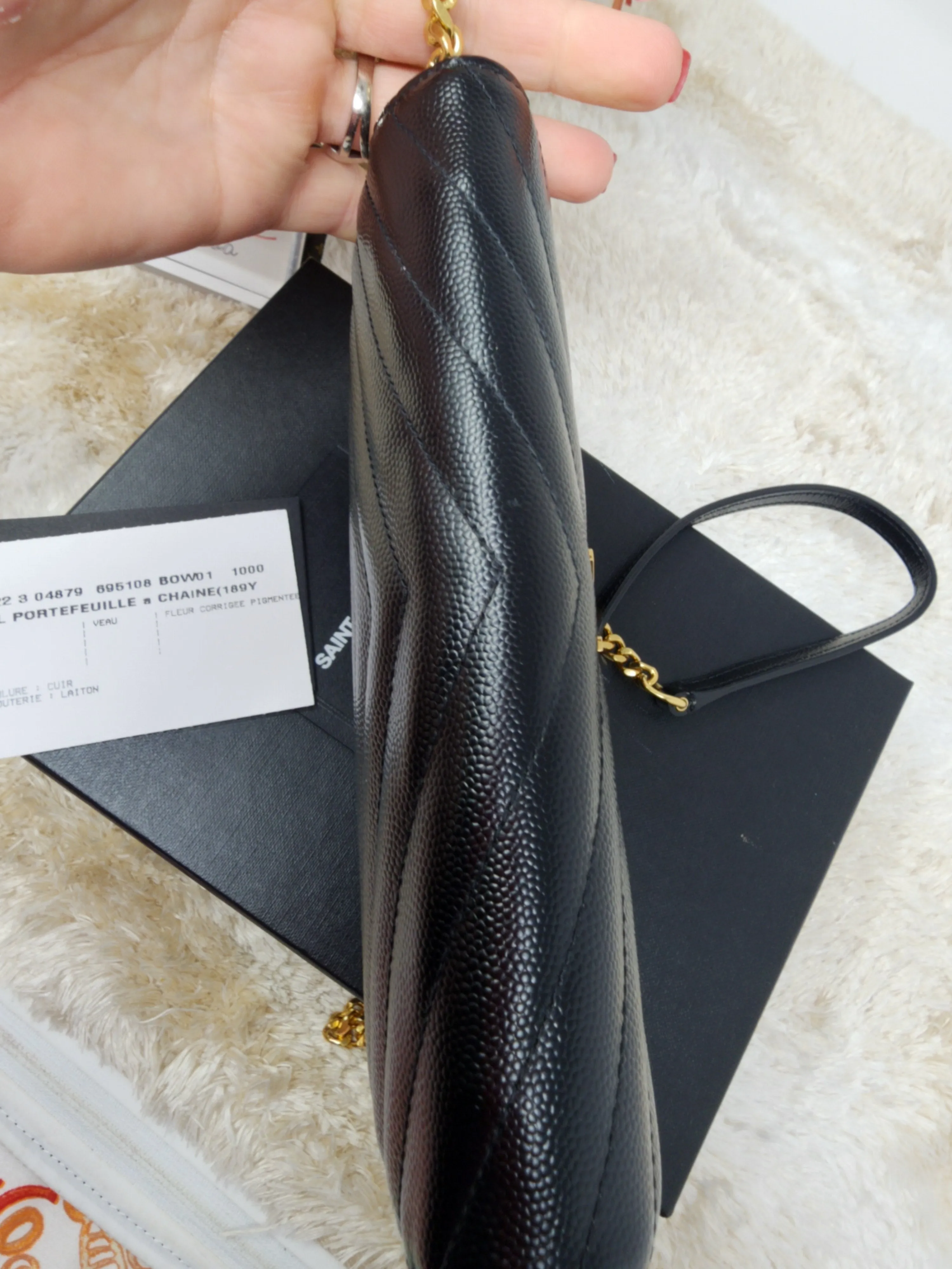 YSL BLACK CASSANDRE CROSSBODY WALLET ON CHAIN