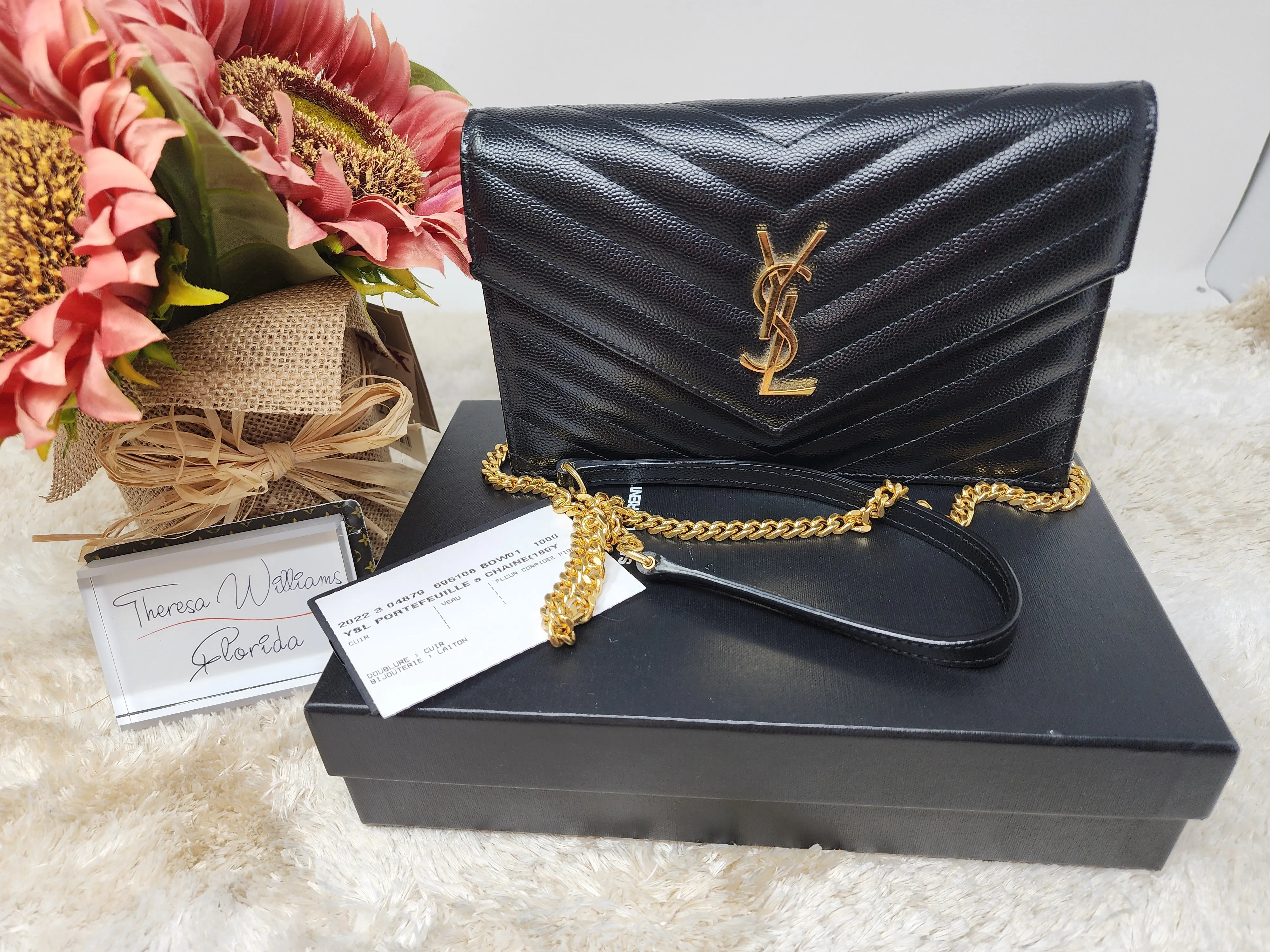 YSL BLACK CASSANDRE CROSSBODY WALLET ON CHAIN