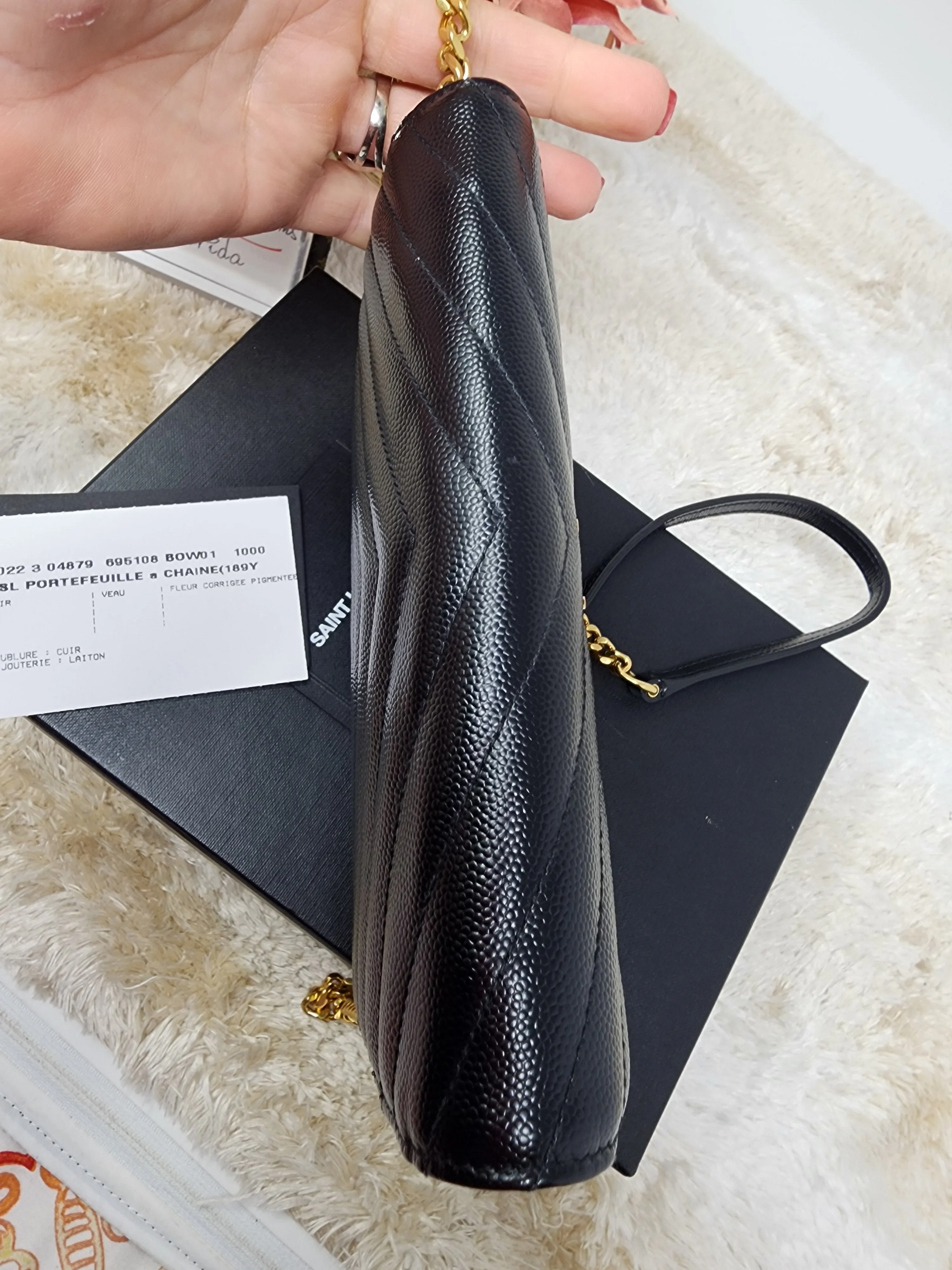 YSL BLACK CASSANDRE CROSSBODY WALLET ON CHAIN