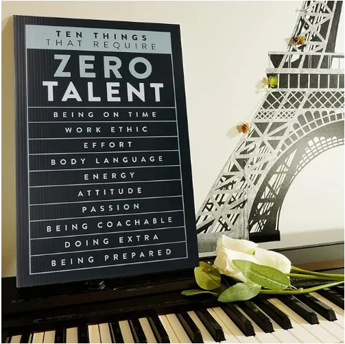 Zero Talent | Motivational Sign Easel Back
